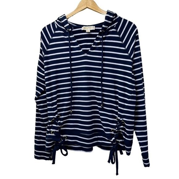 Michael Kors Navy White Stripe Nautical Hoodie, Large - Picture 1 of 10